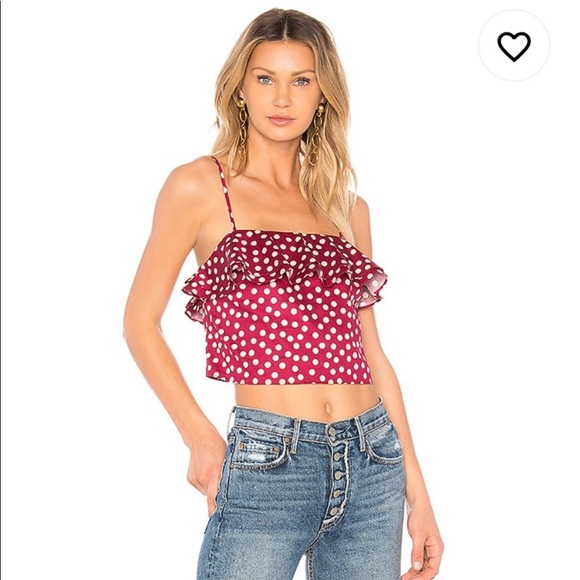 red and white spotted blouse